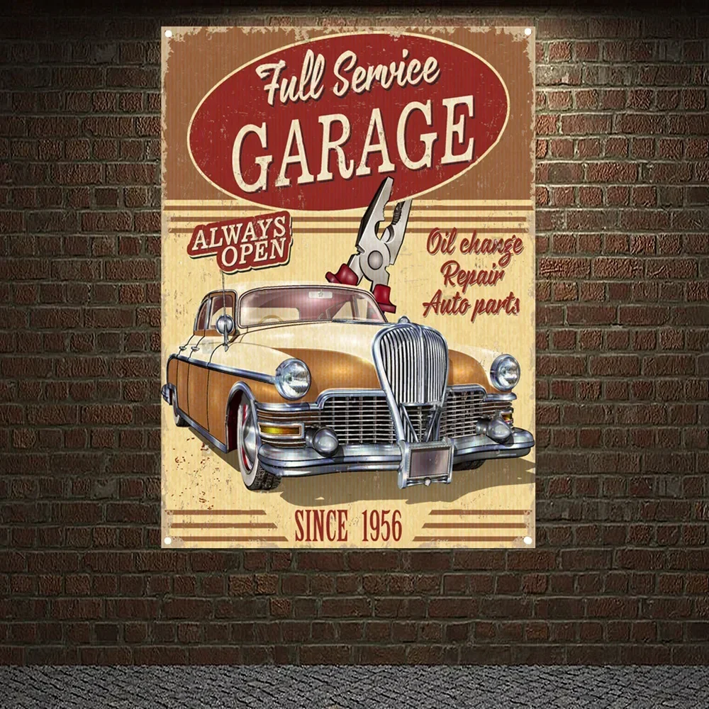 Auto Repair Shop Open - ALTIJD OPEN GARAGE Vintage CAR SERVICE
