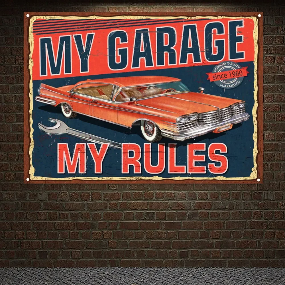 Auto Repair Shop Banners - MIJN GARAGE MIJN REGELS Vintage AUTO
