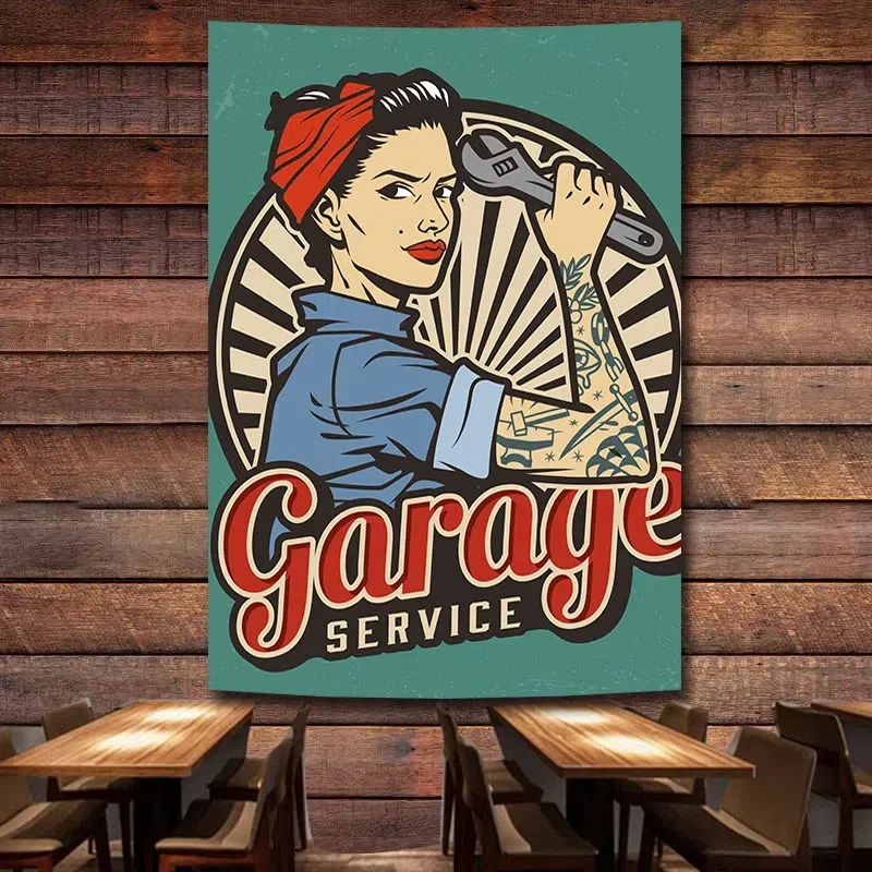 Auto Repair Shop Banners - GARAGE SERVICE Vintage auto reparatie poster