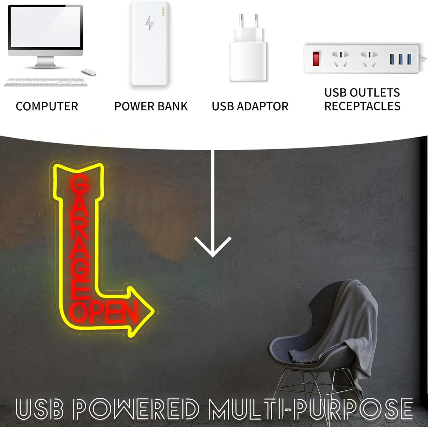    Garage Open Neonbord USB-a - Auto Repair Shop Open recensie en prijs